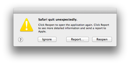 Safari quits